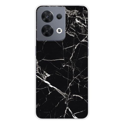 Coque en silicone imprimée compatible Oppo Reno 8 5G Marbre Noir