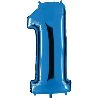 ballon Nombre en bleu - XXL Nombre géant 100cm - pour anniversaire anniversaire & Co - NEUF - fête cadeau décoration Ballon feuille ballon à gonfler Joyeux Anniversaire - Nombre 1, 100cm - 1