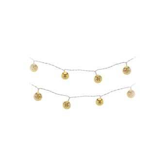 Guirlande lumineuse 10 Boules en métal dorée blanc chaud ...