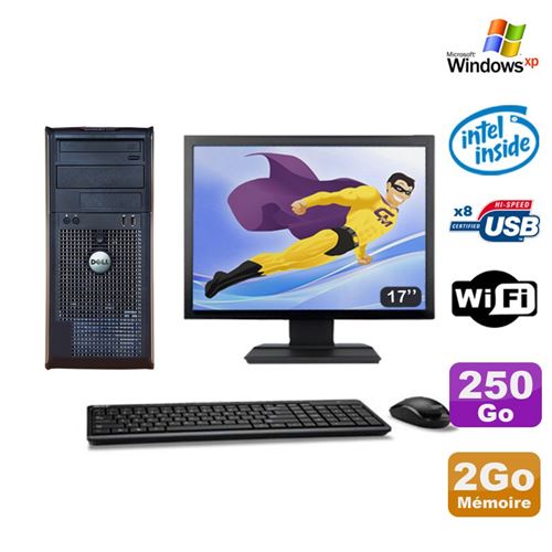 PC Tour Dell Optiplex 360 Mt E7400 2.8Ghz 2Go 250Go Dvd WiFi Xp Ecran 17'