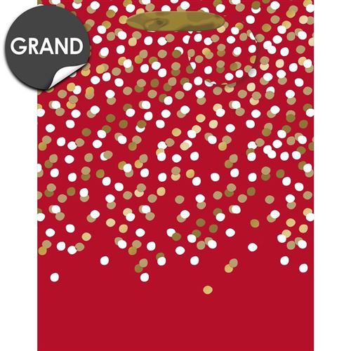 Draeger la carterie Sac cadeau grand format rouge Pois blancs et or- L Multicolore