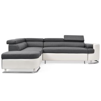 Canapé Dangle Convertible Branca Simili Blanc Et Tissu Gris
