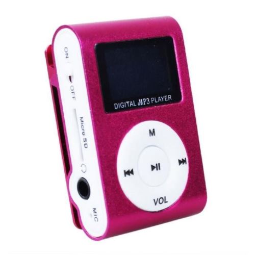 Lecteur MP3 à carte mémoire - clip ceinture - Ecran LCD - Rouge