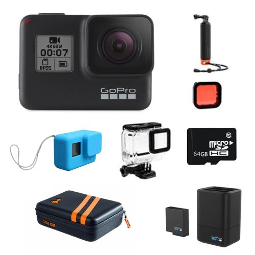GoPro HERO 7 noir (standard) + kit combo plongée [bundle 9]