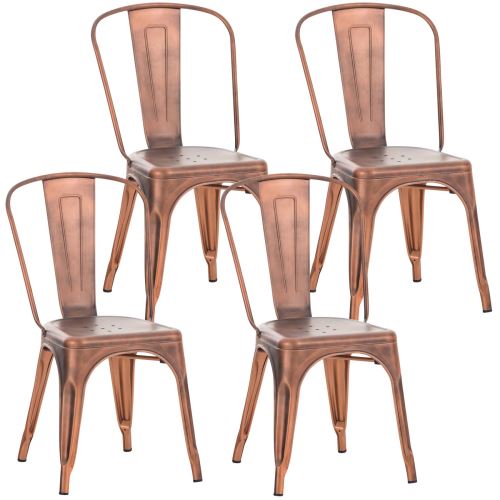 CLP Lot de 4 chaises métalliques empilables Benedikt , Cuivre