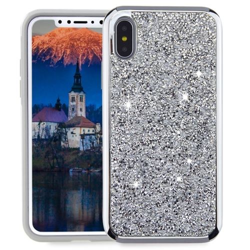 Iphone X / Xs Coque Protection Tpu Electroplating Argenté Als81297