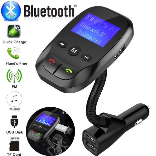Rameng Transmetteur FM Bluetooth USB Voiture Chargeur de Voiture Allume Cigare Double Port pour iPhone Huawei Smartphone Argent 