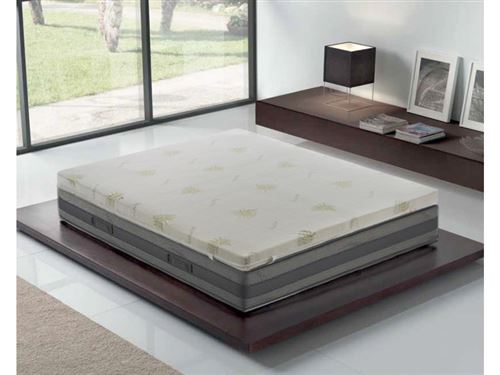 Sur-Matelas 90x190 en mousse à mémoire de forme de 7 cm avec revêtement amovible en aloe vera