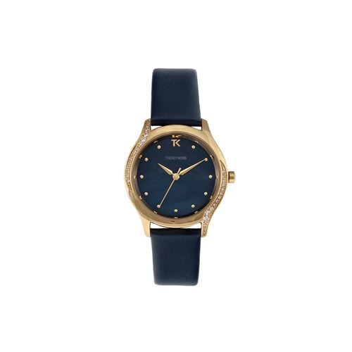 TRENDY KISS Montre analogique cadran nacre strass bracelet cuir DIANA Bleu