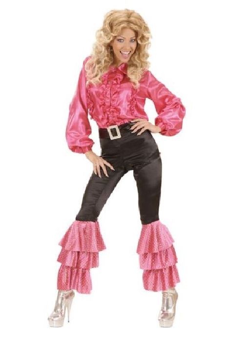 Pantalon Noir Satin avec Jambières Froufrou - Taille L