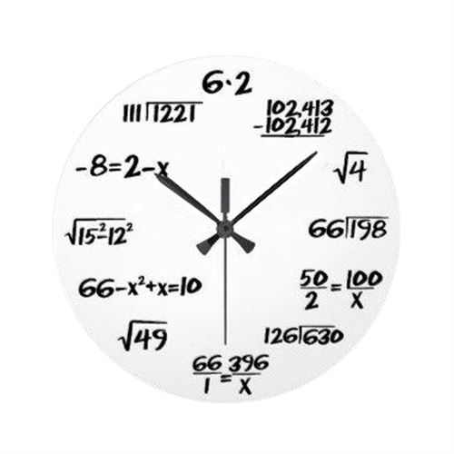 Horloge murale avec équations mathématiques Pendule blanc