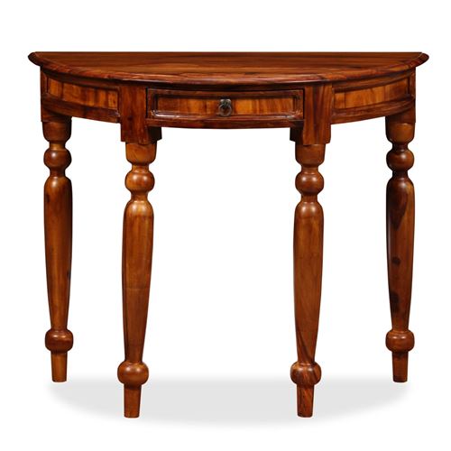 vidaXL Wandtafel halfrond 90x40x76 cm massief sheeshamhout