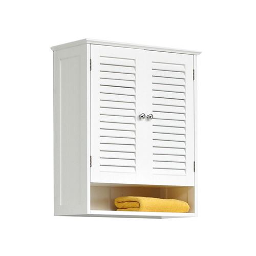 Meuble haut 2 portes avec persiennes en bois L60xP22.5xH68cm JASDAN
