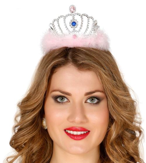 Diadème de Princesse couleur argent avec plumes
