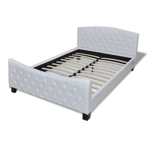 vidaXL Bedframe gecapitonneerd kunstleer 180x200 cm wit