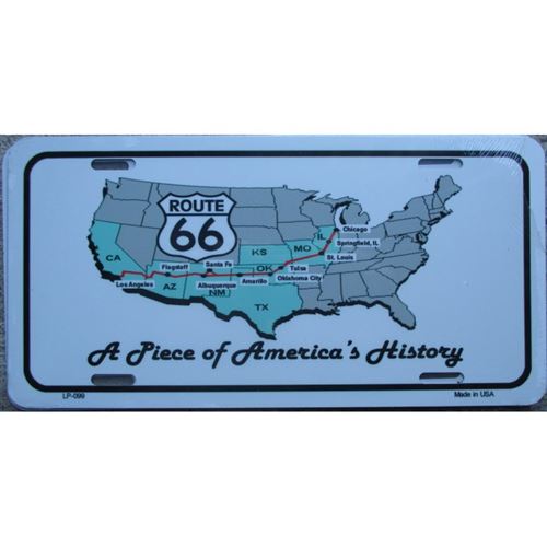 plaque d'immatriculation route 66 a piece of america tole us