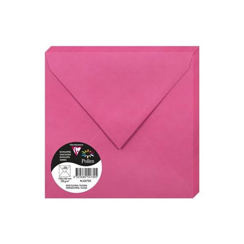 Lot de 20 enveloppes 165 x 165 - POLLEN - 120g - Rose fuchsia