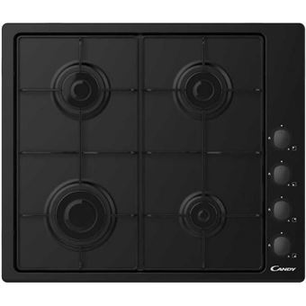 Table de cuisson gaz 60cm 4 feux noir Candy chw6lbb - 1