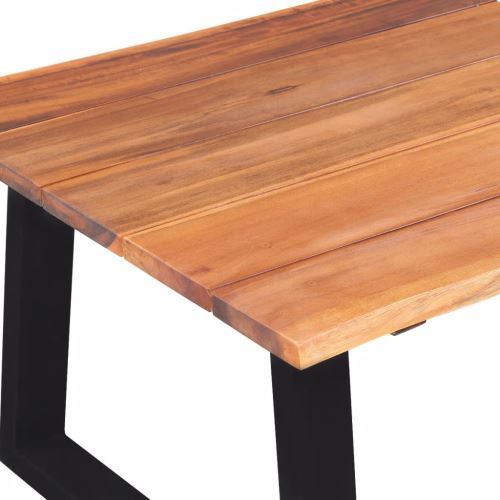 KKmoon Table Basse en Bois d'acacia Massif Style Industriel 110 x 60 x 40 cm Marron et Noir