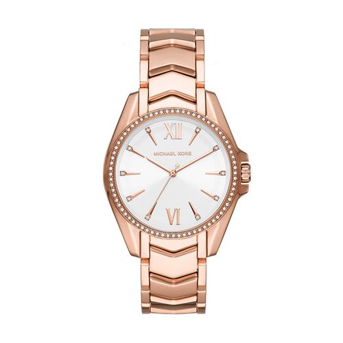 Montre Whitney de Michael Kors à trois aiguilles en acier inoxydable doré rose pour femme, MK6694