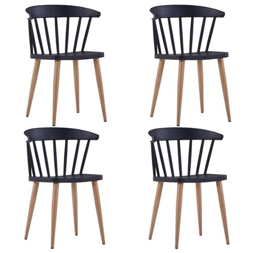 vidaXL Chaises de salle à manger 4 pcs Noir Plastique et acier
