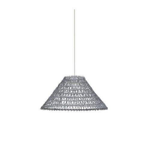SEMPAI Lustre - suspension conique en rotin tressé 38x19 cm E27 100W gris