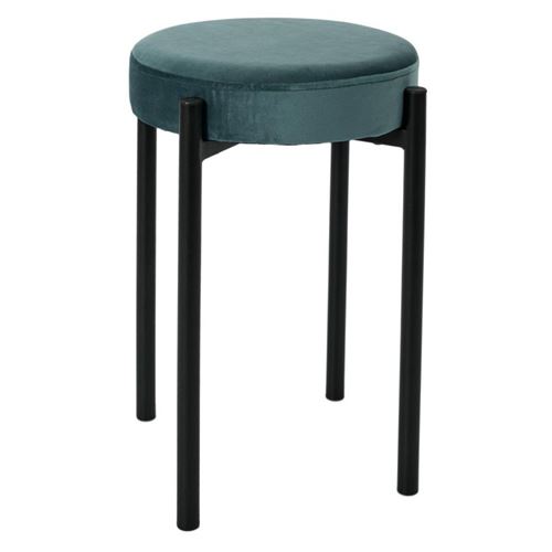 Paris Prix - Tabouret En Velours bubble 45cm Bleu Canard