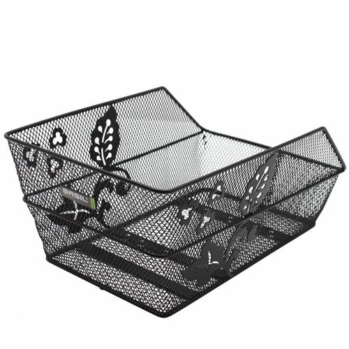 Panier arriere acier nid abeille basil cento flower noir (47x31x21cm)