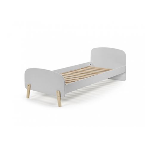 Vipack Lit simple Kiddy en bois laqu et brut et sommier 90x200cm Gris Cool