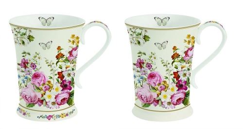 JD Diffusion 1356BLOC Blooming Coffret de 2 Mugs Blanc