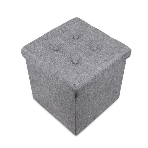 Todeco - Voetensteun zitting, Folding Ottoman, Stof getuft afwerking, 76 x 38 x 38 cm (29,9 x 15 x 15 inch), Grijs, Materiaal: MDF, Niet-geweven stof