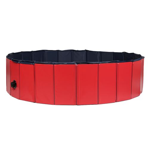 Hawoola Piscine pour Chien Pliable de Portable Extérieur ou Intérieur pour Animal Antidérapant 120*30cm- rouge