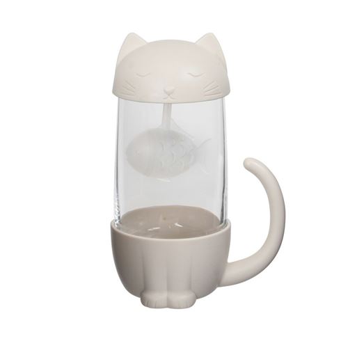 Tasse avec infuseur à thé La Chaise Longue Chat 39-2K-020 Blanc