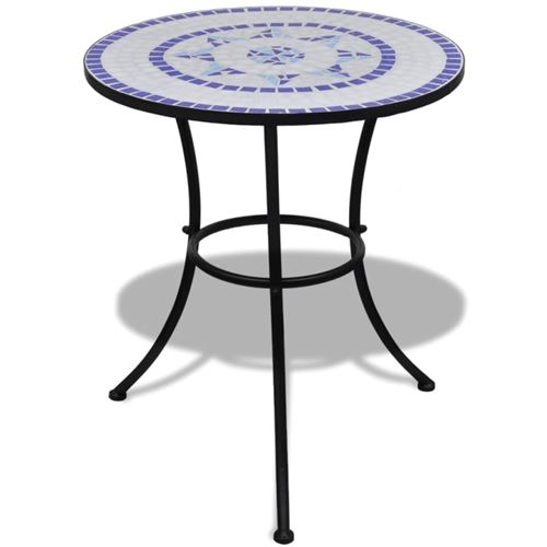 VIDAXL - Table de bistro - Mosaïque - 60 cm - Bleu et Blanc - Image 2
