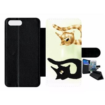 Etui à Rabat Apple Iphone 8 Plus Dessin Chat Noir Et Chat Roux
