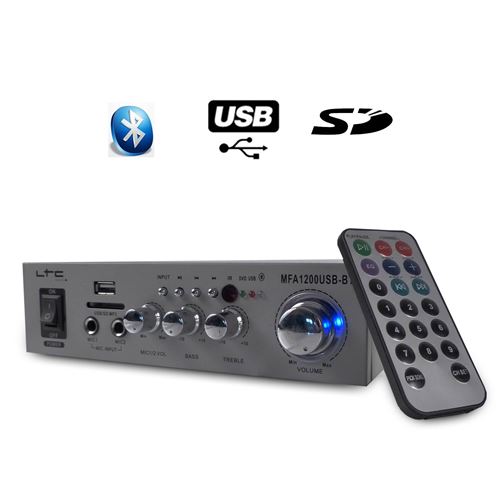 Amplificateur LTC Karaoké Hifi 100W USB/BT Silver