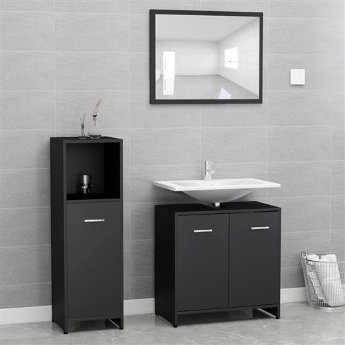 Chunhe Ensemble de meubles de salle de bain 3 pcs Noir Aggloméré AB3056908
