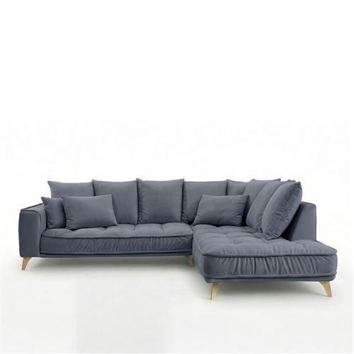 Canap&eacute; Tissu Angle Droit Bleu Altamo - 4 Places - Bleu