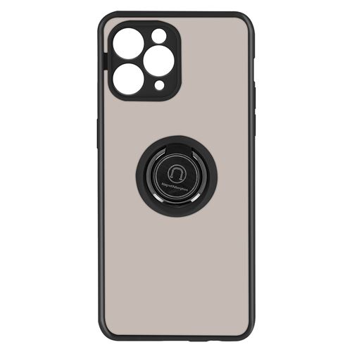 Avizar Coque pour IPhone 11 Pro Max Bi-matière Bague Métallique Support Vidéo Noir