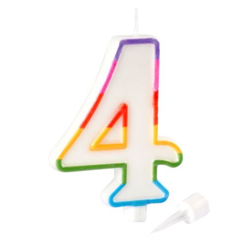 Bougie D'anniversaire chiffre 4 10cm Multicolore - Décoration de