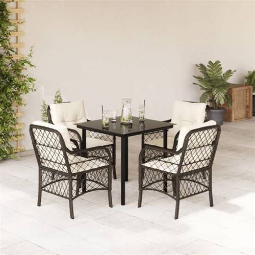 vidaXL - Salon de Jardin - Ensemble à Manger 5 pcs - Rotin - Image 3