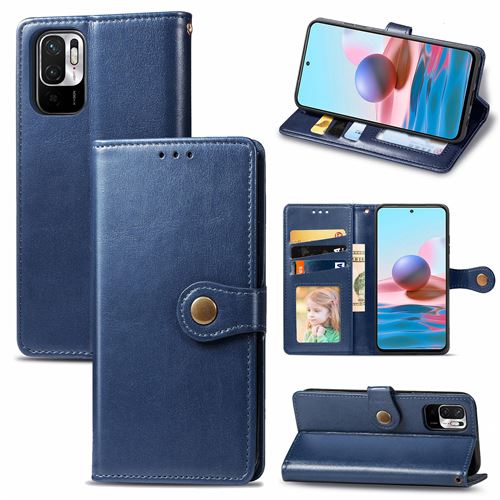 MPFRANCE Housse pour Xiaomi Redmi Note 10T 5G Bleu [Porte Carte, etui portefeuille, boucle]