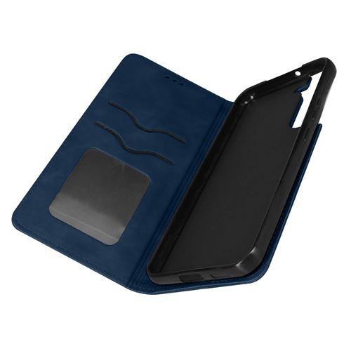 Avizar Etui Folio pour Samsung Galaxy S22 Plus Porte Carte Simili Cuir Daim Avizar bleu