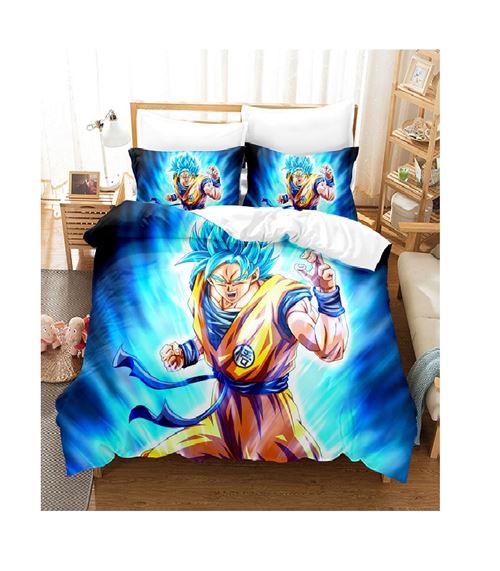 Set de housse de couette Dragon Ball en polyester 140x200cm avec 2 taies d'oreiller 50*75cm - Saiyans