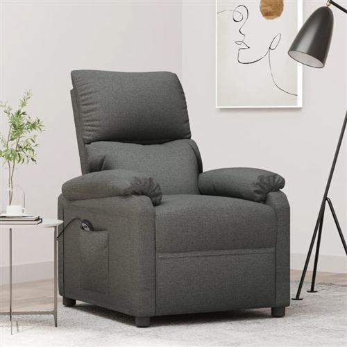 vidaXL Fauteuil TV inclinable électrique Gris foncé Tissu