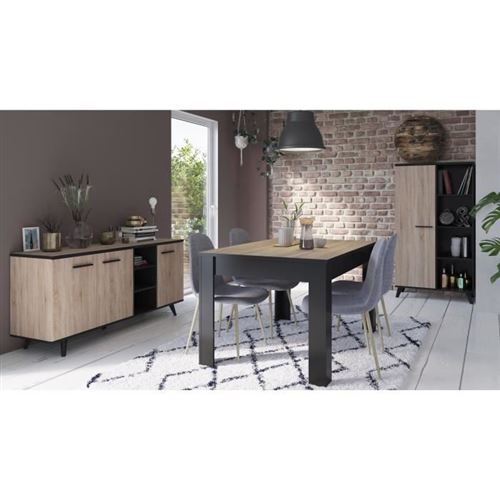 Demeyere - Ensemble Séjour WAYNE - Enfilade Table Haute et Vitrine - Chêne Brossé - Image 3