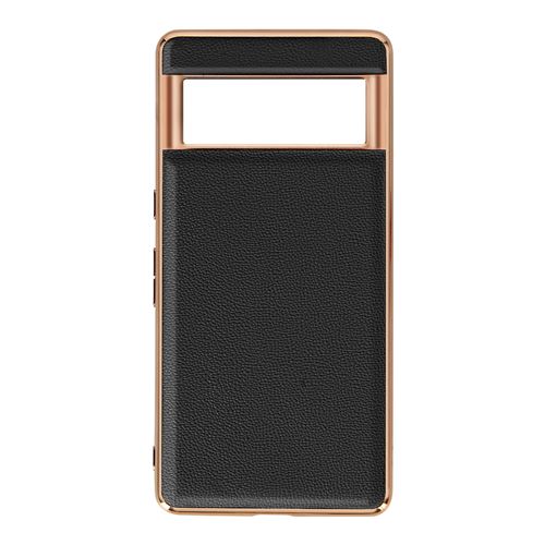 Coque pour Google Pixel 7 Pro Cuir véritable Contour métallisé Antidérapant Avizar noir
