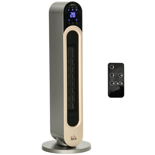 Non Communiqué Gris Chauffage Soufflant Oscillant 1100/2200 W - Mini Radiateur Céramique Ptc - Télécommande Incluse - Chauffage D'appoint Doré