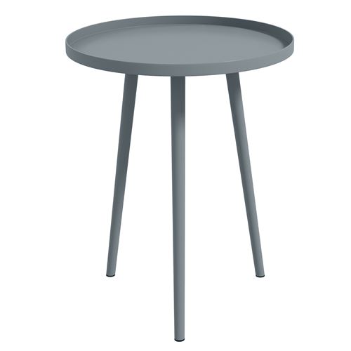 Table basse de jardin d'appoint design scandinave Ø 40 x 50H cm acier époxy gris