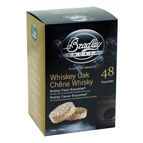 Pack 48 Bisquettes de fumage Bradley Smoker - Chêne Whisky